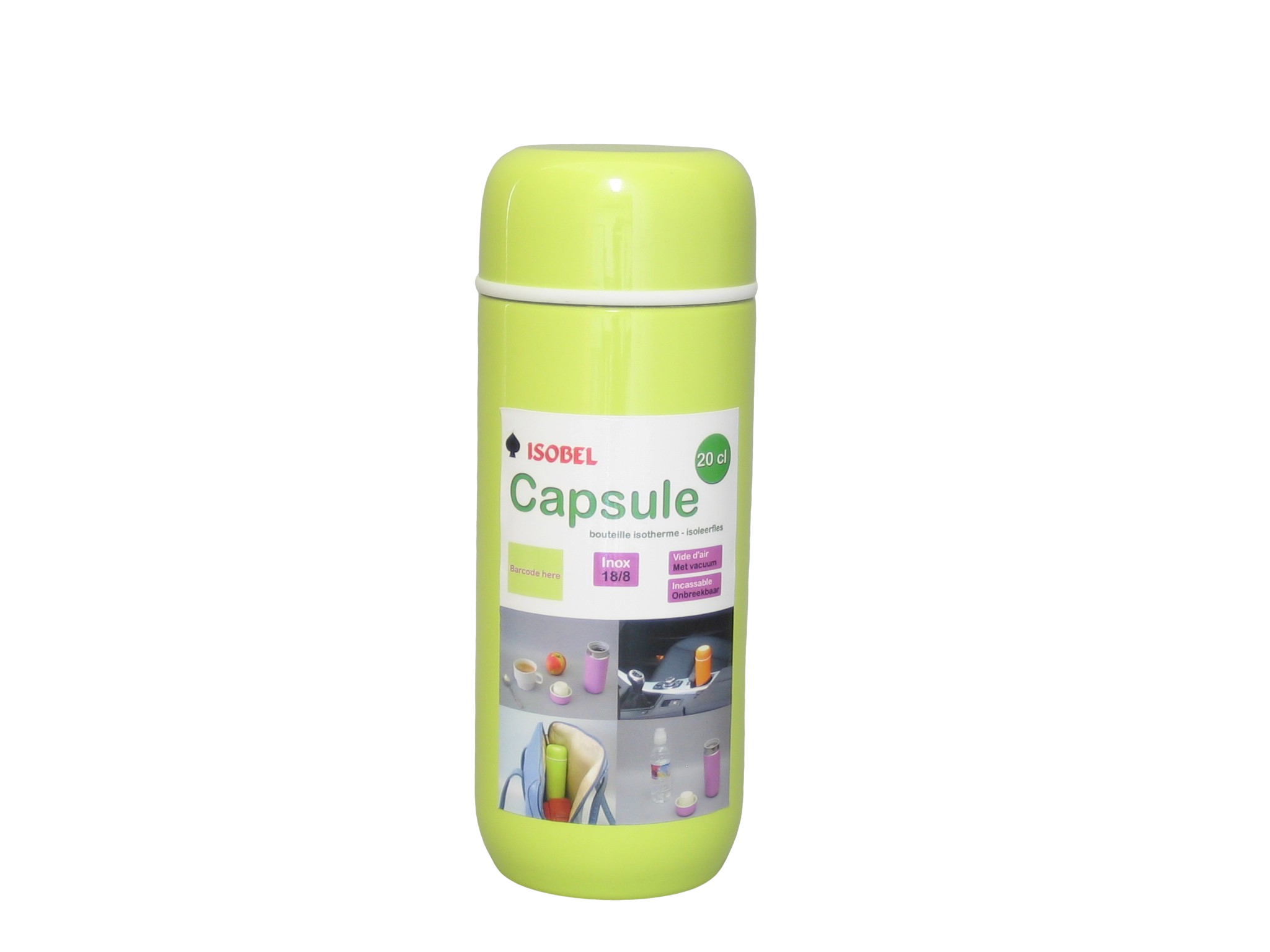 CAPSULE-033 - Isoleerfles inox onbreekbaar licht groen 0.20 L - Isobel