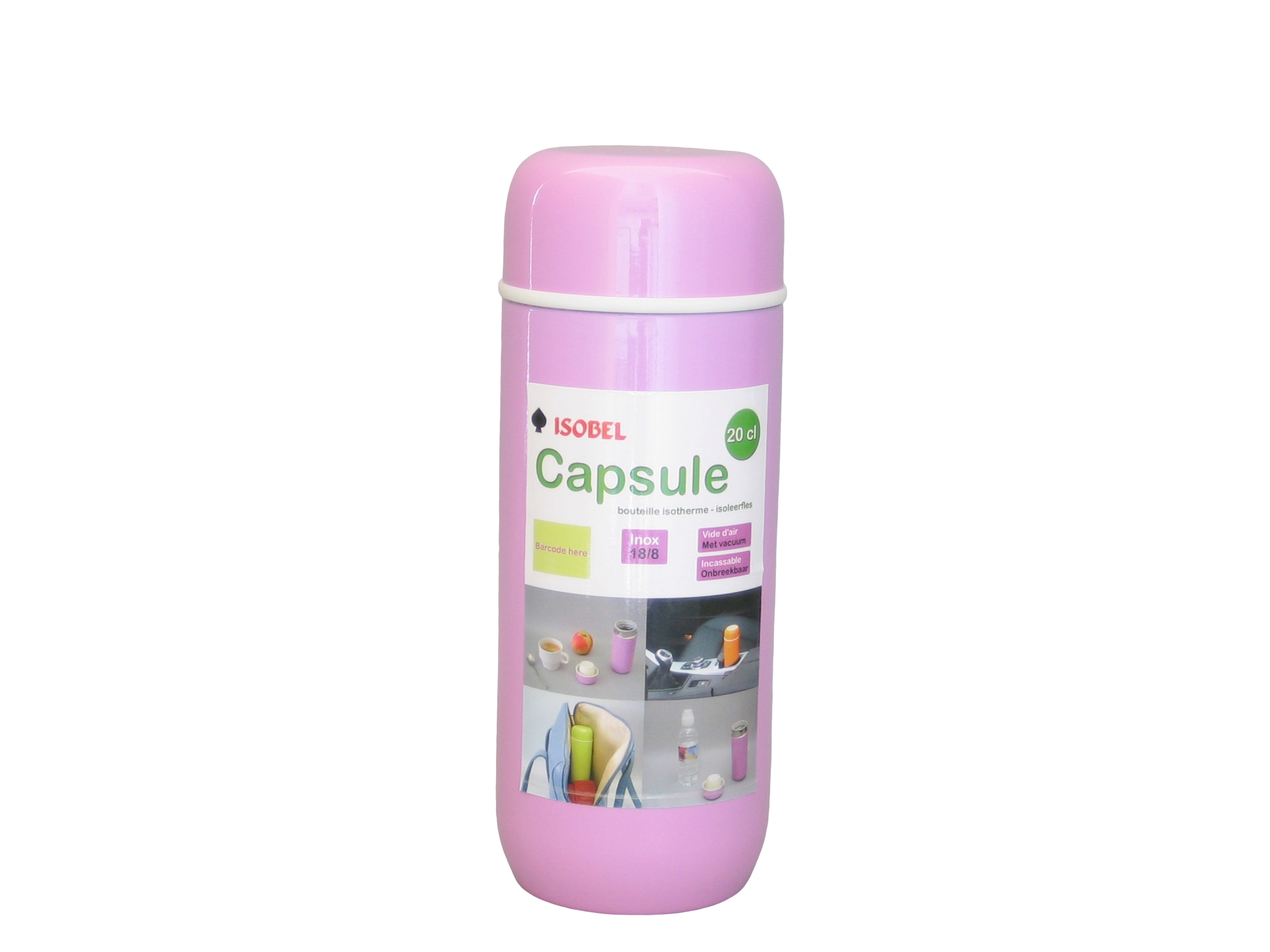 CAPSULE-132 - Vacuum flask SS unbreakable fuchsia 0.20 L - Isobel