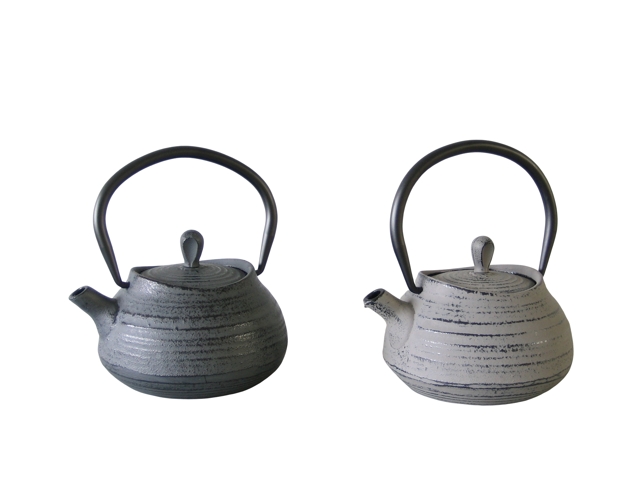 MOUNTAIN045-049 - Cast iron teapot enameled interior 0.45 L Dark grey color - Green Leaf