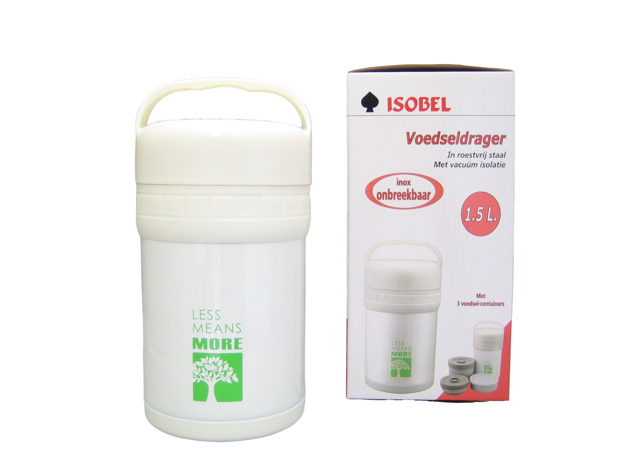 LUNCH15-001 - Food container SS unbreakable white 1.5 L - Isobel