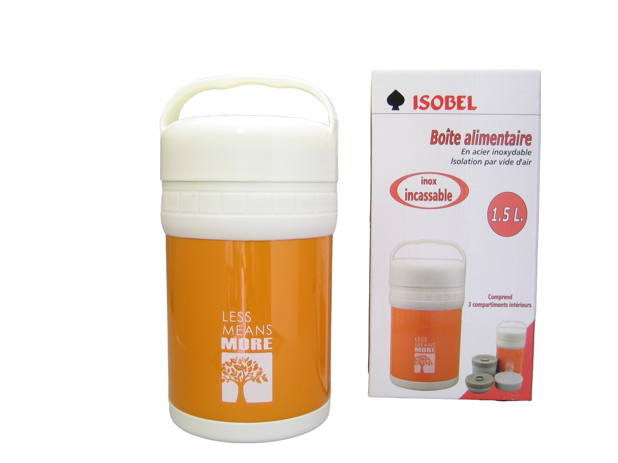 LUNCH15-021 - Boîte alimentaire isoth. inox incas. orange 1.5 L - Isobel