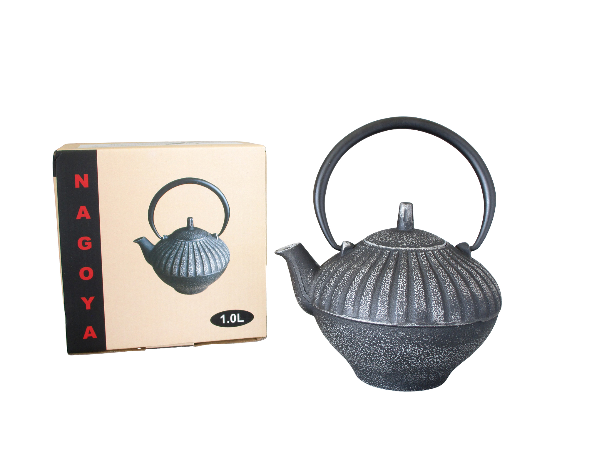 NAGOYA100 - Cast iron teapot enameled interior 1.0 L - Green Leaf